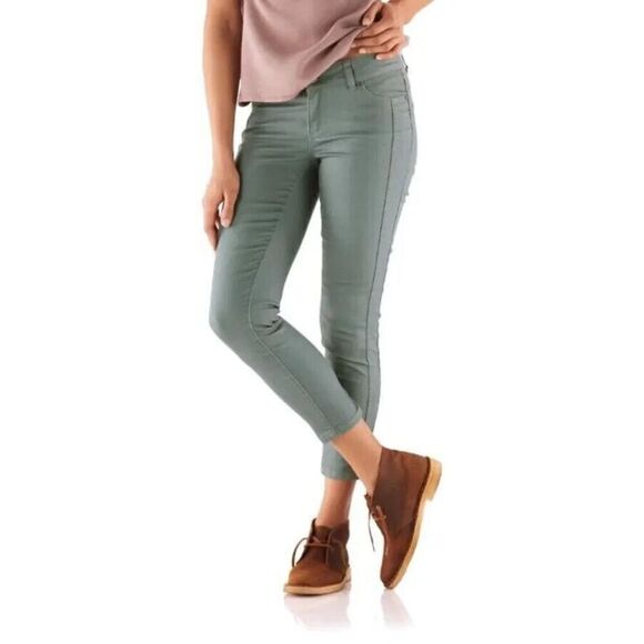 Prana Carlotta Crop Pants Womens Size 6/28 Starling Green Stretch Organic Cotton - Picture 1 of 13